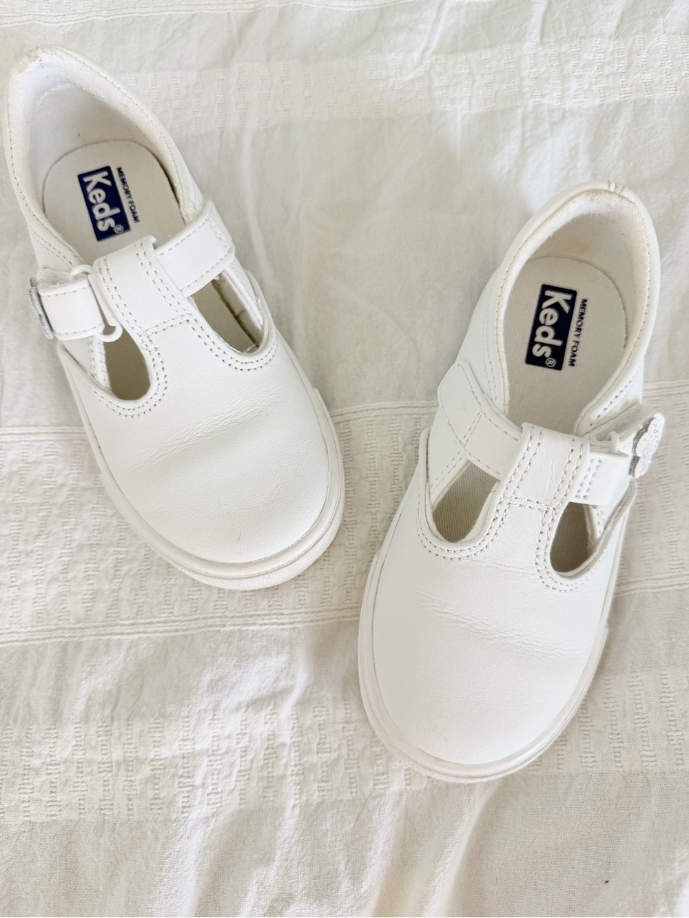 Keds Kids White T-Strap School Dress Shoes